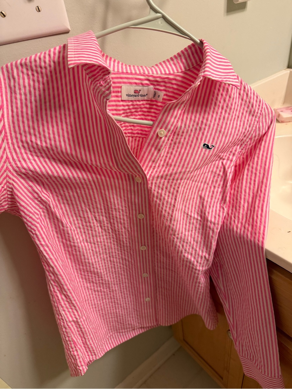 Vineyard Vines Pink and White Striped Button-Down Shirt